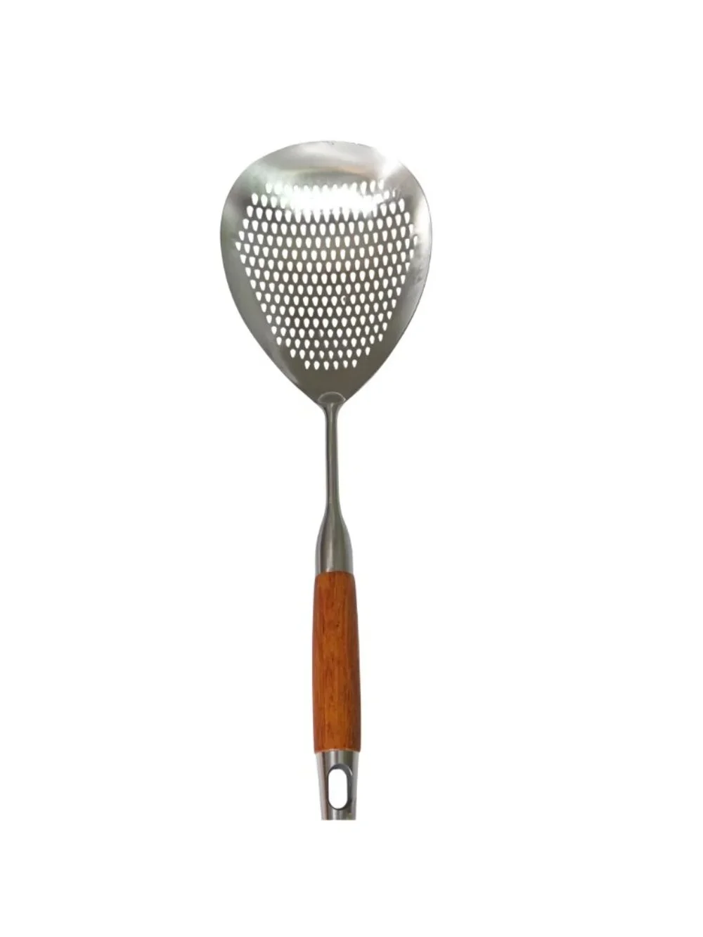 16-Inch Skimmer Slotted Spoon Wooden Handle Stainless Steel Spider Strainer